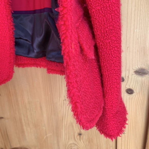 Boden Hot Pink Neon Boucle Tweed Chanel Fantasy Look Jacket Fringe Trim Chic 💕 - Picture 12 of 16